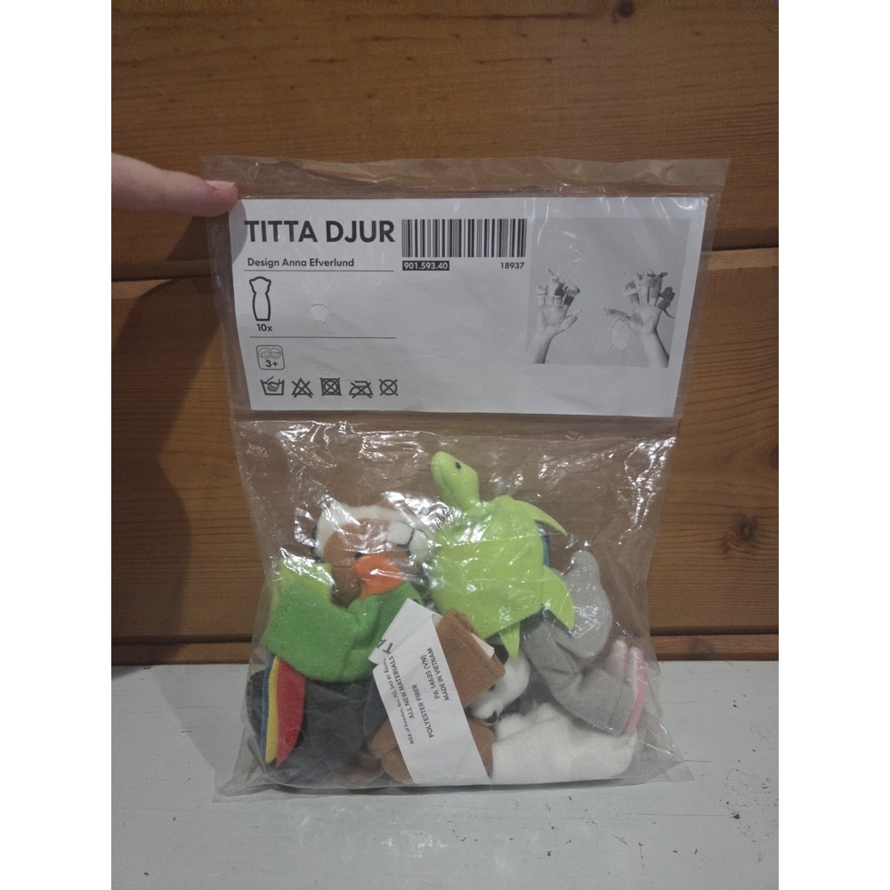 IKEA Titta‎ Djur Pack Of 10 Finger Puppets Assorted Animals NEW In Package F42